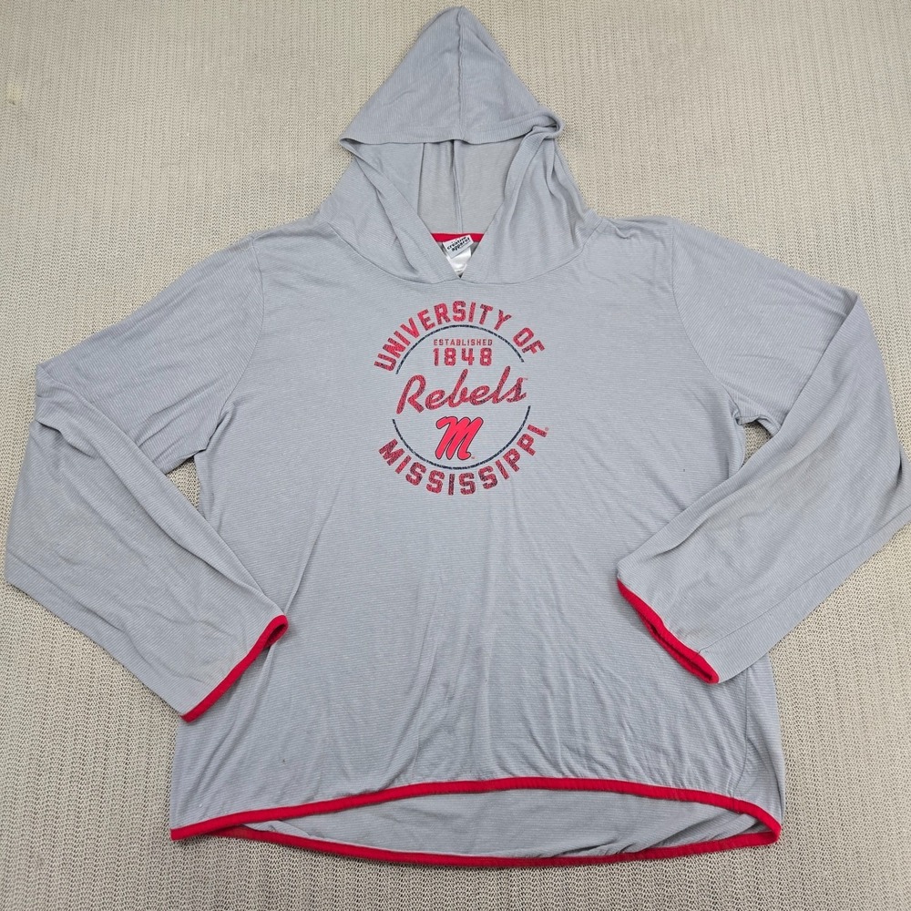 Ole Miss Rebels Hoodie Shirt Mens 3XL Gray Red Graphic Long Sleeve‎ SEC Football